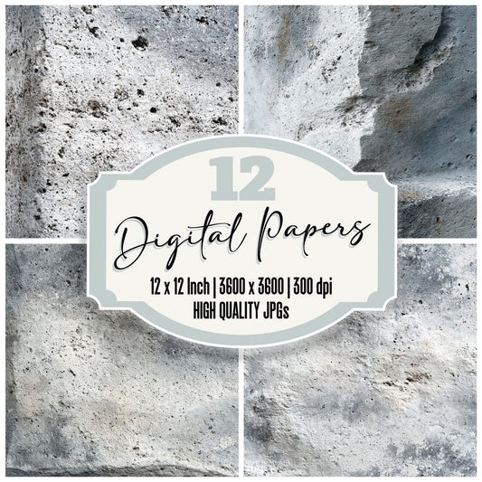 Macro Concrete Grey Stone Digital Paper Pack (DDD012399)