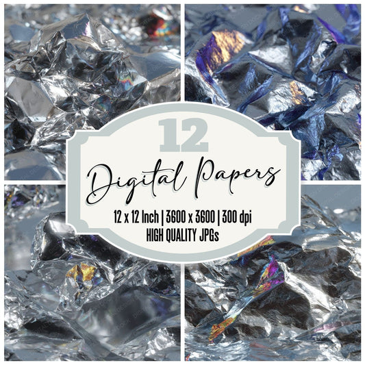 Macro Foil Silver Pewter Digital Paper Pack (DDD012400)