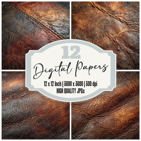 Macro Leather Cognac Chestnut Digital Paper Pack (DDD012401)