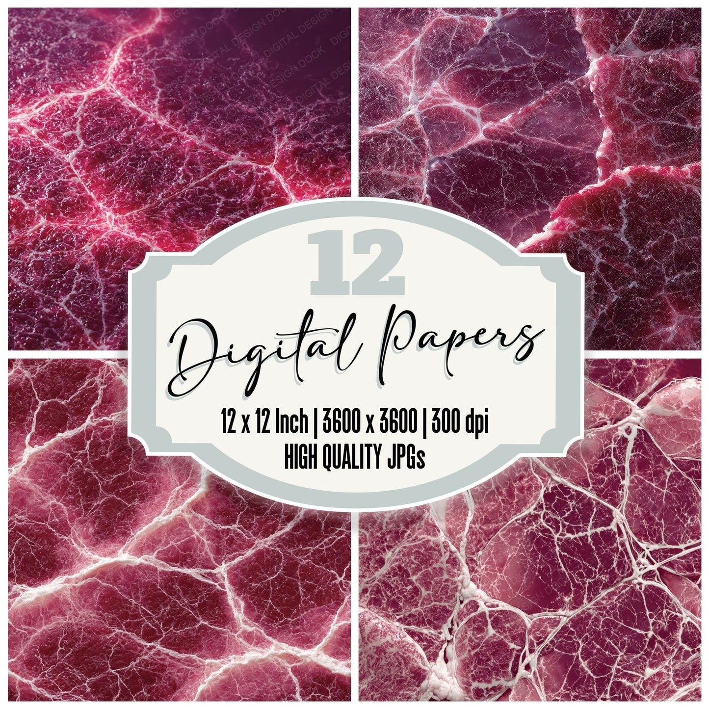 Macro Wagyu Marbling Oxblood Burgundy Digital Paper Pack (DDD012404)