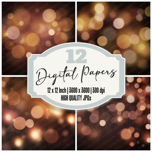 Bokeh Copper Brass Chocolate Digital Paper Pack (DDD012405)