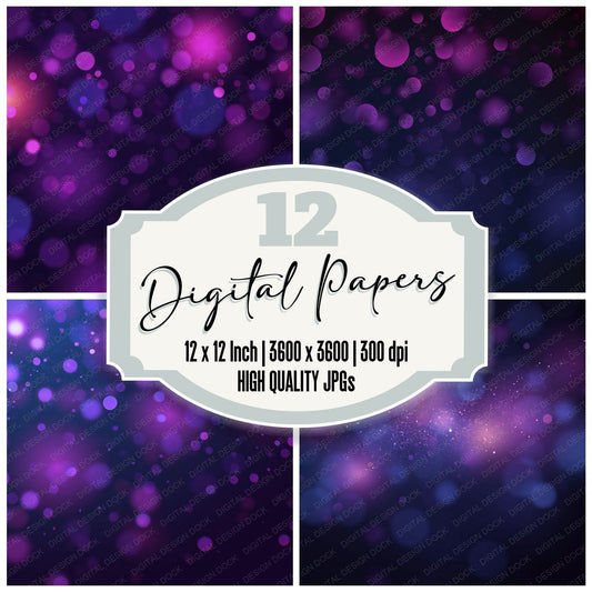 Bokeh Plum Violet Indigo Digital Paper Pack (DDD012406)