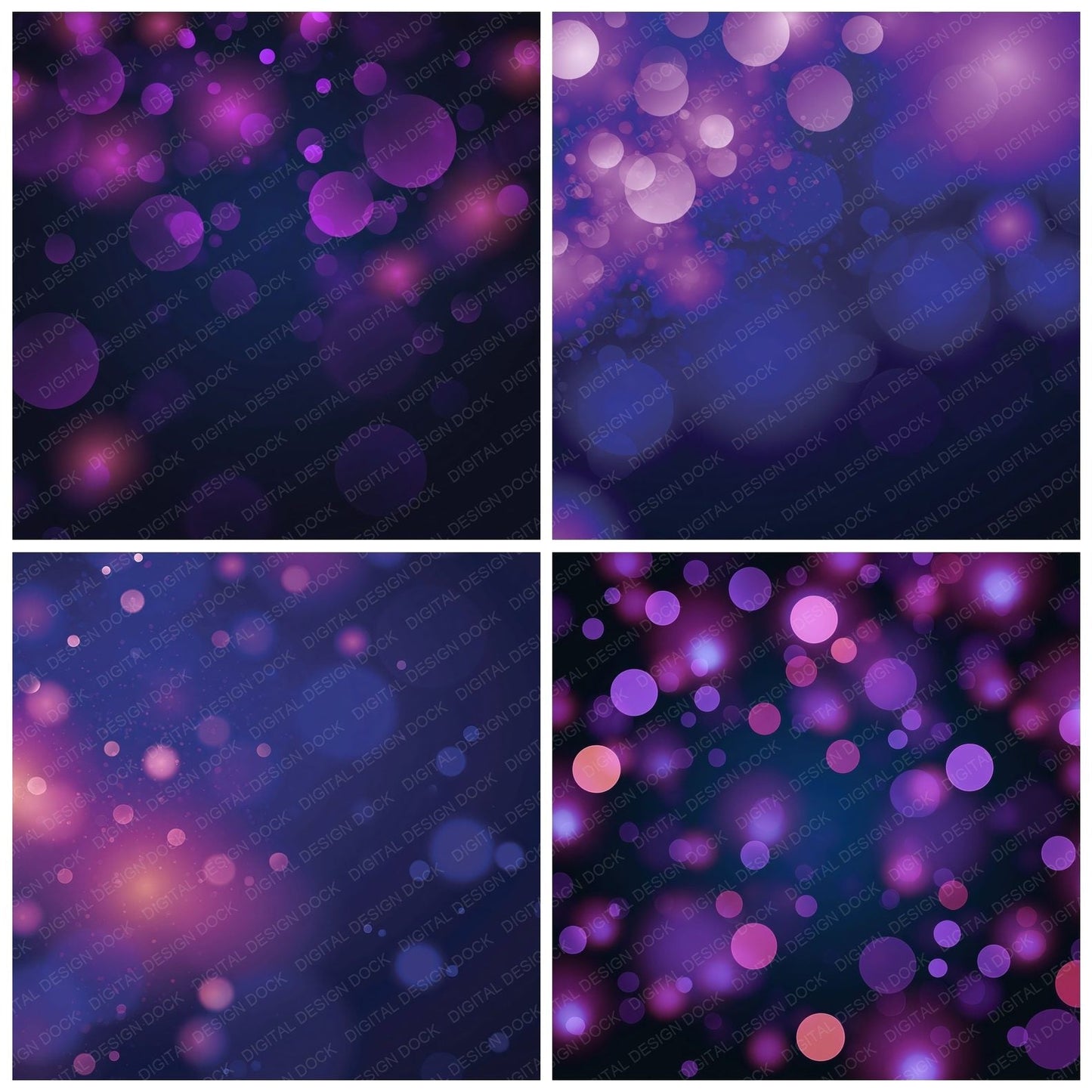 Bokeh Plum Violet Indigo Digital Paper Pack (DDD012406)