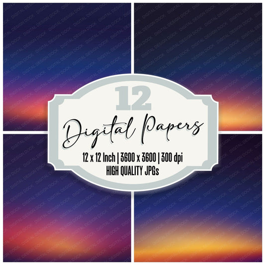 Gradient Dusk Indigo Amber Digital Paper Pack (DDD012409)