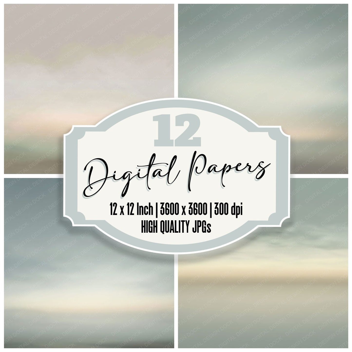 Gradient Fog Dove Sage Digital Paper Pack (DDD012410)