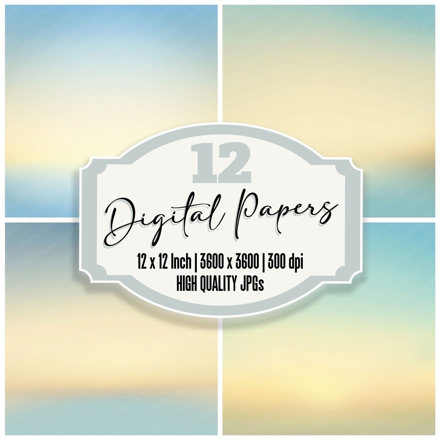 Gradient Morning Butter Sky Digital Paper Pack (DDD012412)