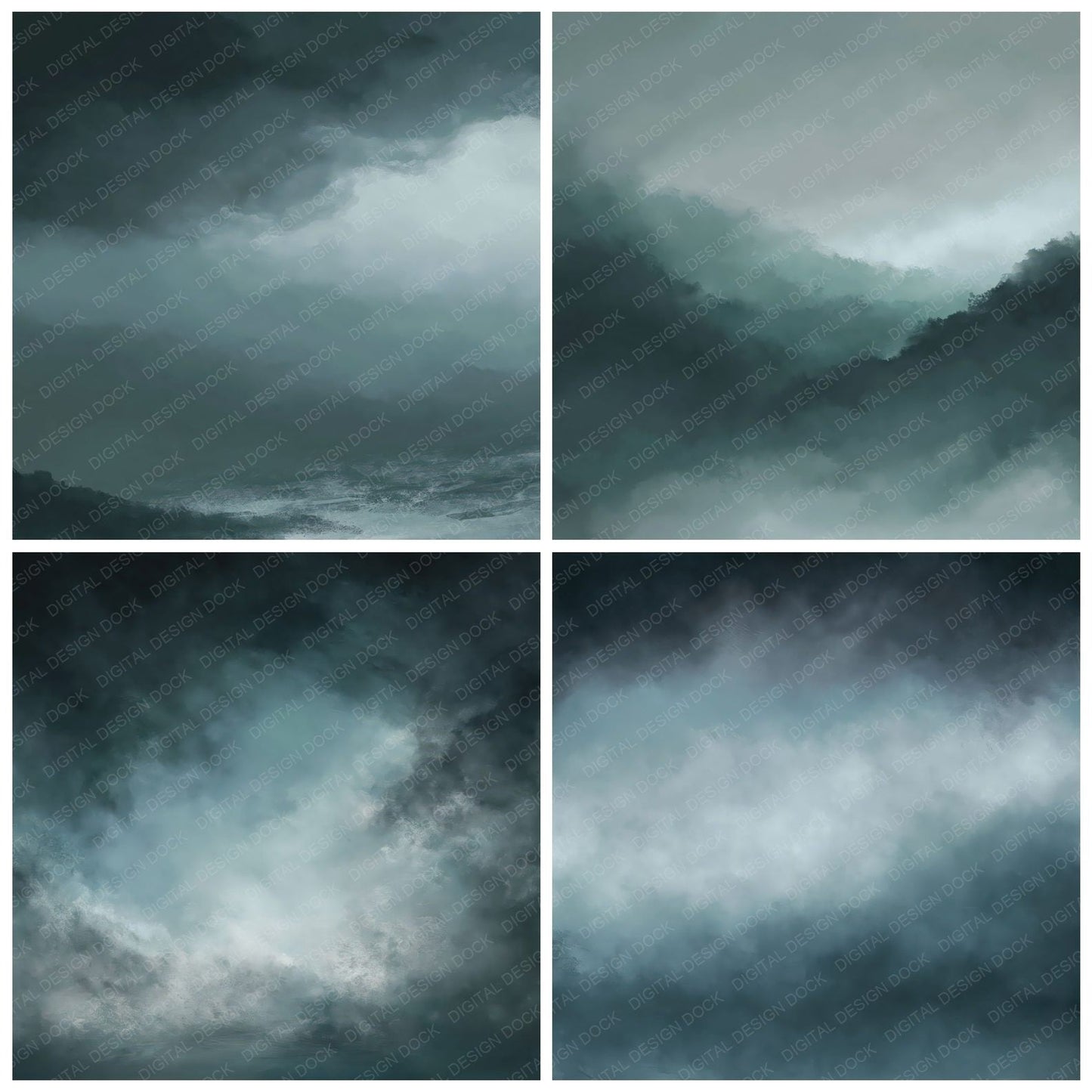 Gradient Storm Charcoal Teal Digital Paper Pack (DDD012413)