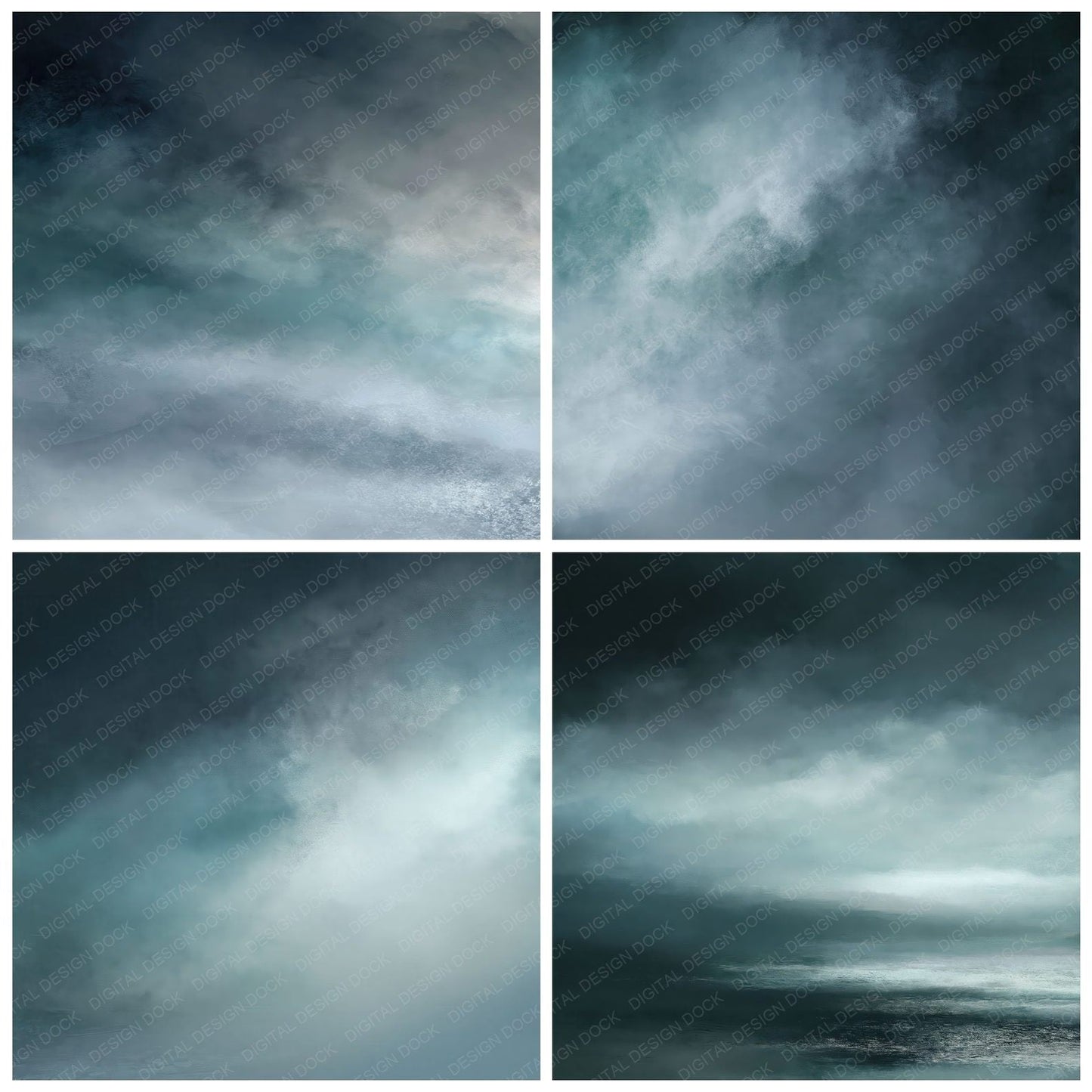 Gradient Storm Charcoal Teal Digital Paper Pack (DDD012413)
