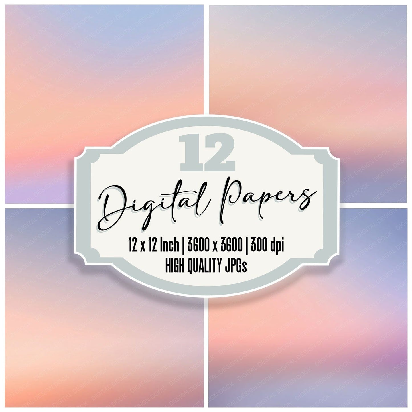 Gradient Sunrise Peach Lavender Digital Paper Pack (DDD012414)