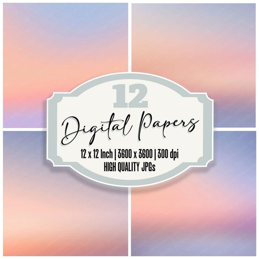 Gradient Sunrise Peach Lavender Digital Paper Pack (DDD012414)