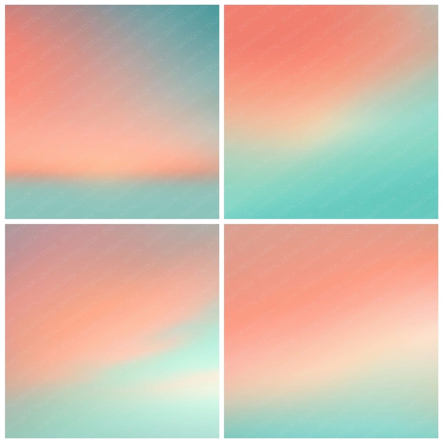 Gradient Tropical Coral Turquoise Digital Paper Pack (DDD012415)