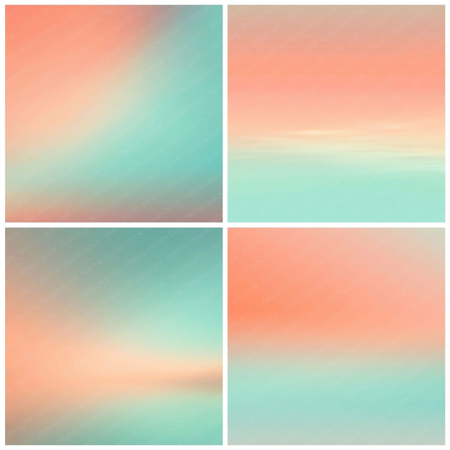 Gradient Tropical Coral Turquoise Digital Paper Pack (DDD012415)