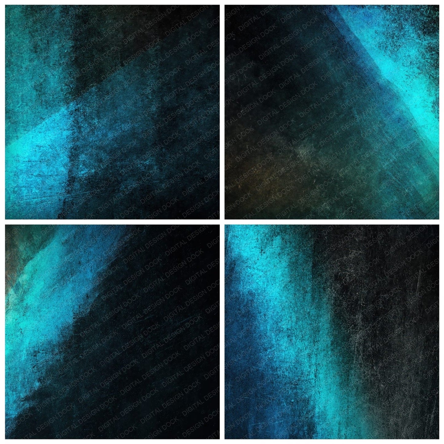 Grunge Neon Cyan Black Digital Paper Pack (DDD012417)