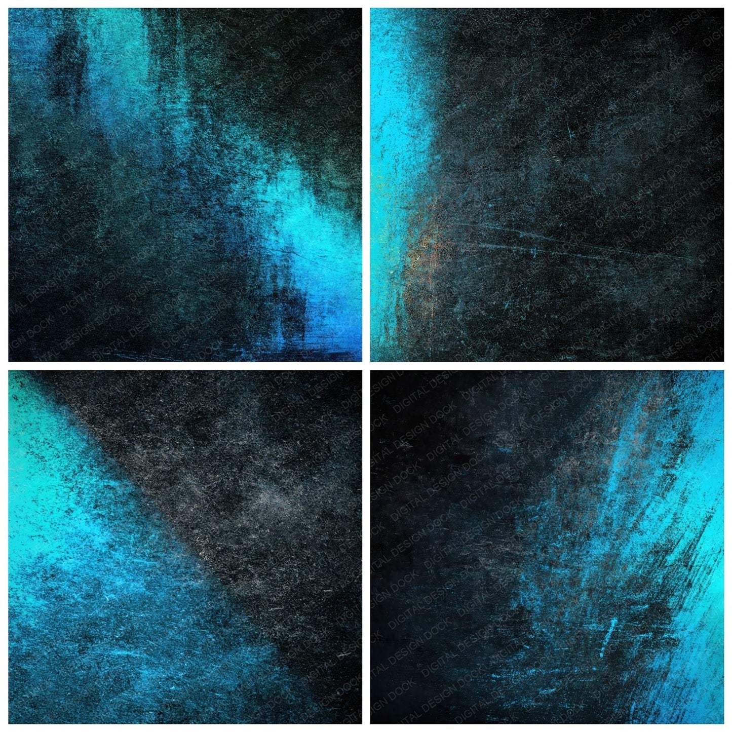 Grunge Neon Cyan Black Digital Paper Pack (DDD012417)