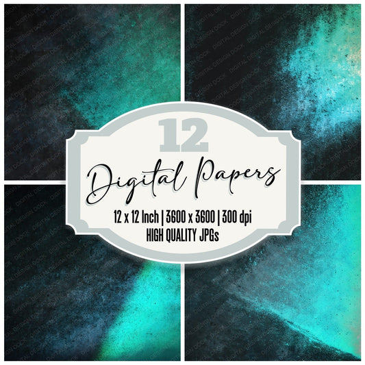 Grunge Neon Mint Graphite Digital Paper Pack (DDD012419)