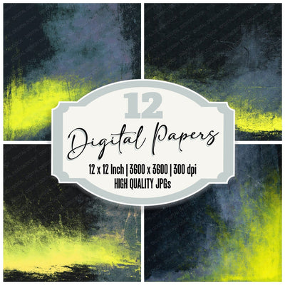 Grunge Neon Yellow Slate Digital Paper Pack (DDD012424)