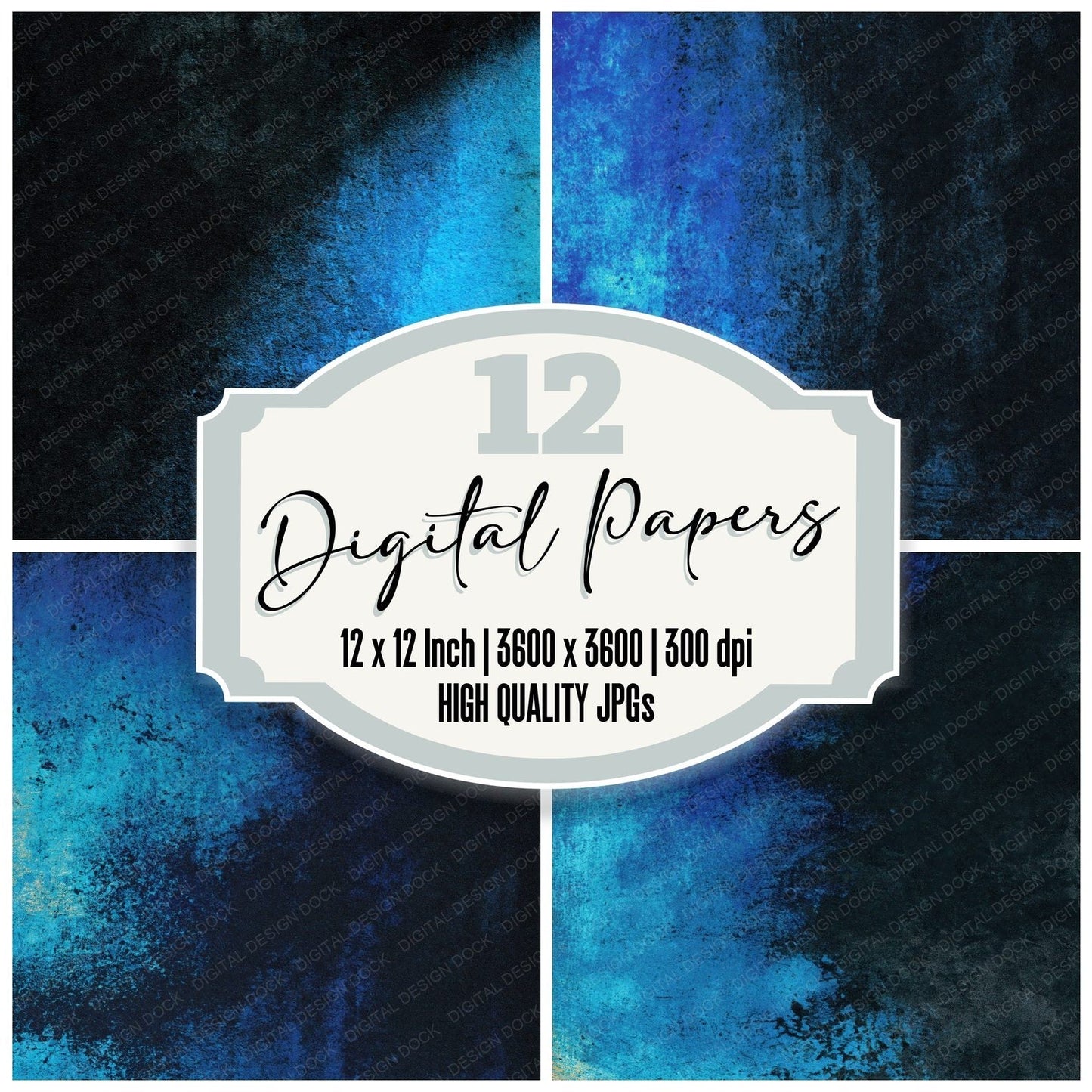 Grunge Neon Cobalt Midnight Digital Paper Pack (DDD012425)