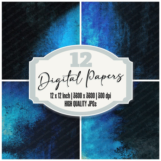 Grunge Neon Cobalt Midnight Digital Paper Pack (DDD012425)