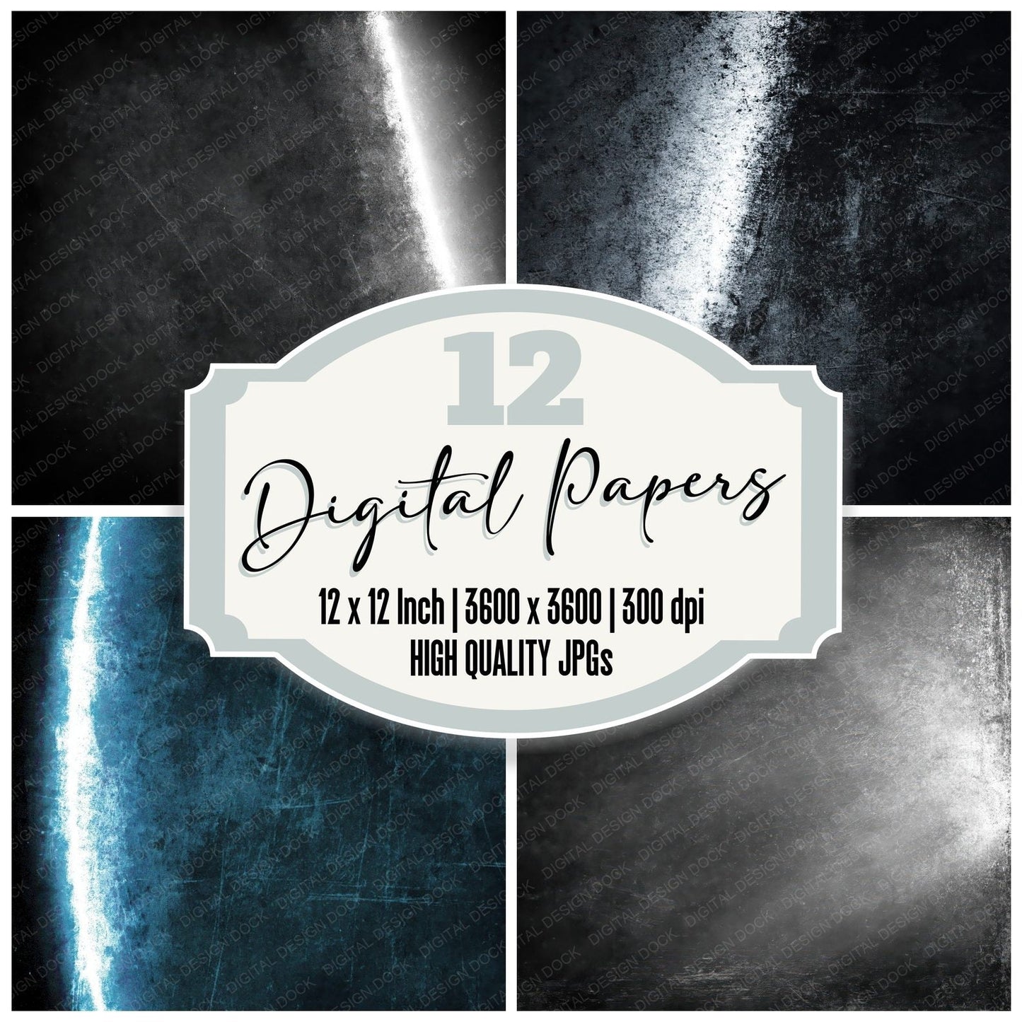 Grunge Neon White Graphite Digital Paper Pack (DDD012427)