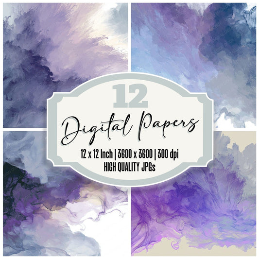 Liquid Ink Lavender Silver Digital Paper Pack (DDD012432)
