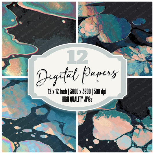 Liquid Oil Iridescent Graphite Digital Paper Pack (DDD012436)