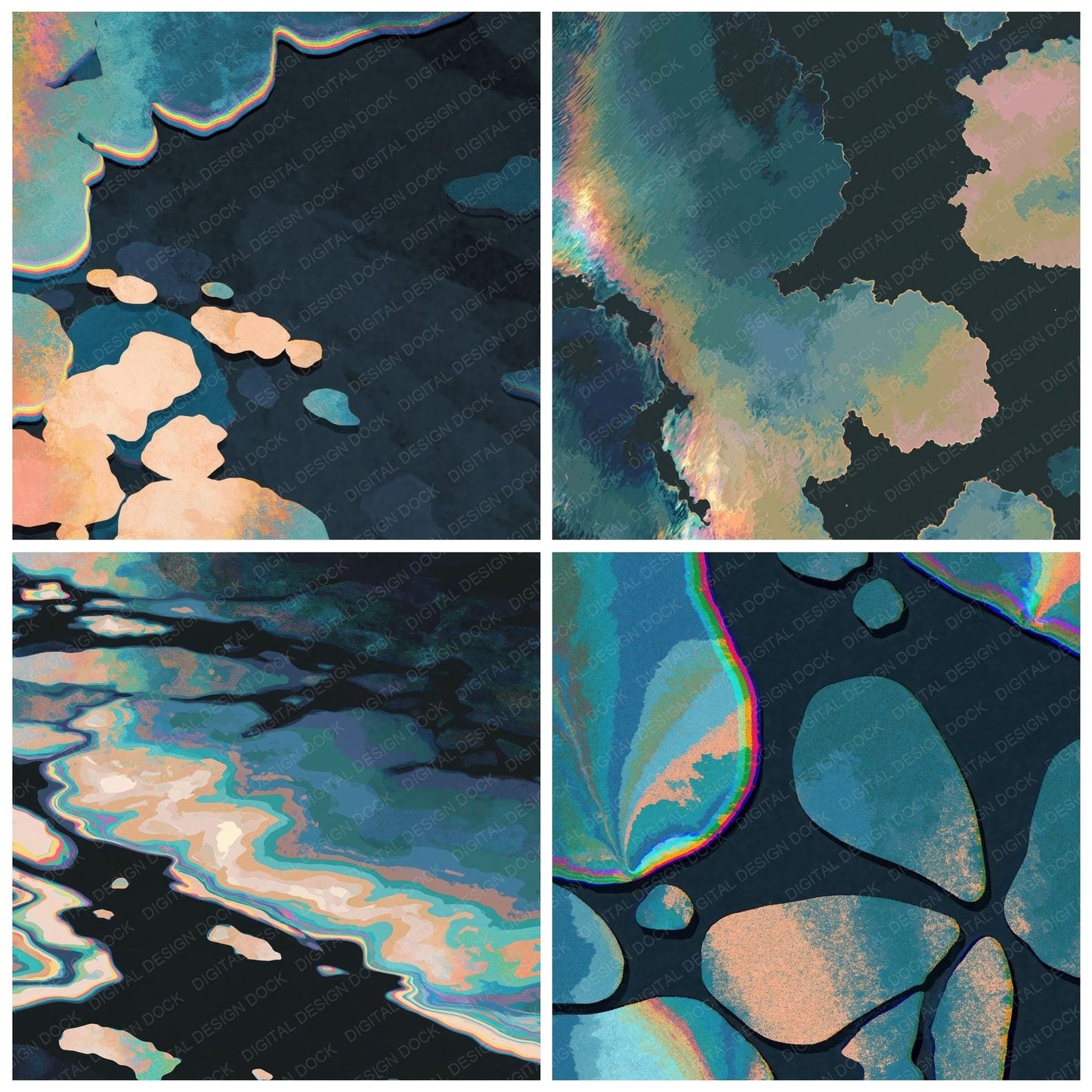 Liquid Oil Iridescent Graphite Digital Paper Pack (DDD012436)