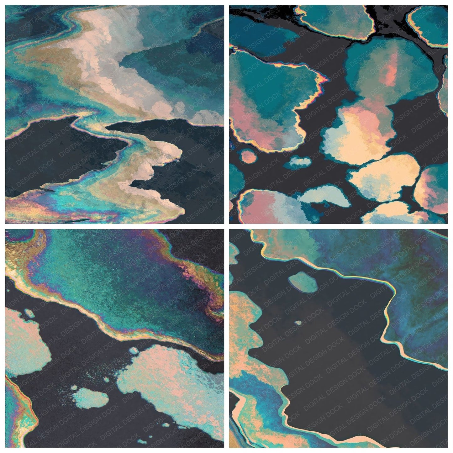 Liquid Oil Iridescent Graphite Digital Paper Pack (DDD012436)