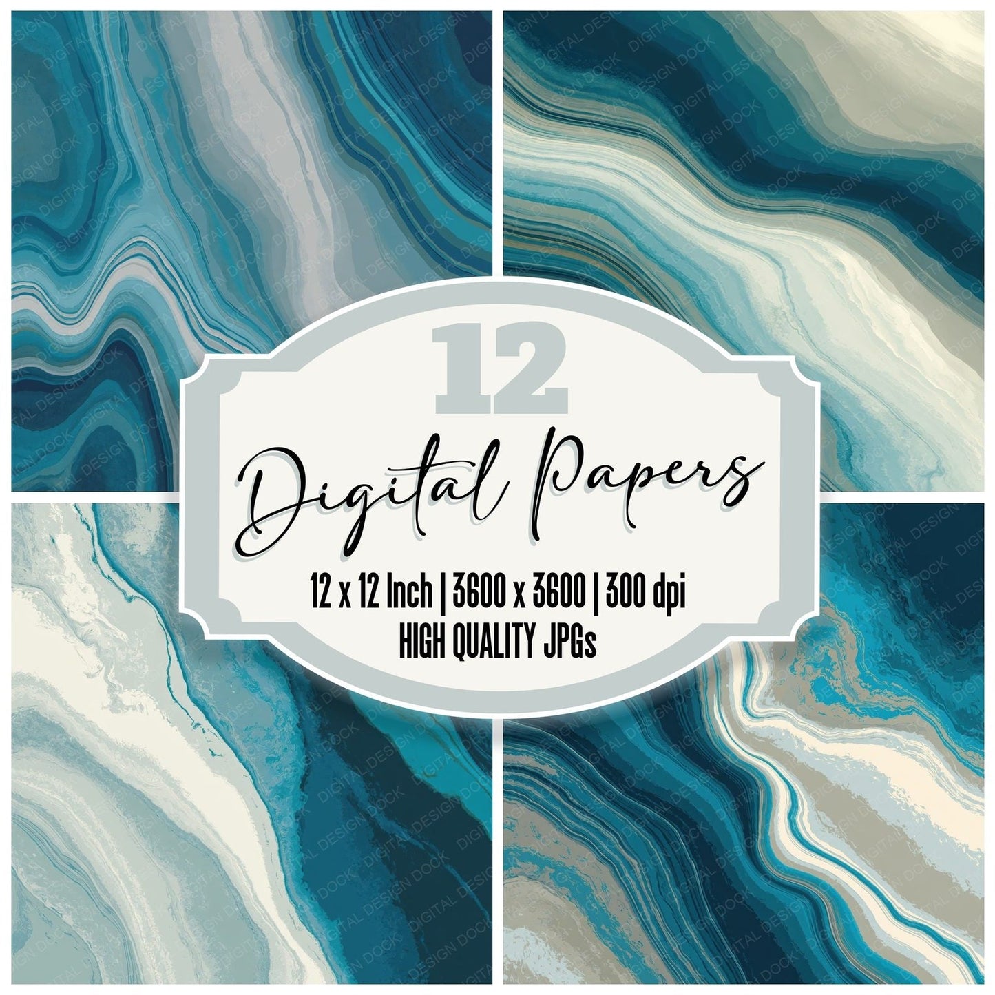 Liquid Resin Teal Petrol Digital Paper Pack (DDD012437)