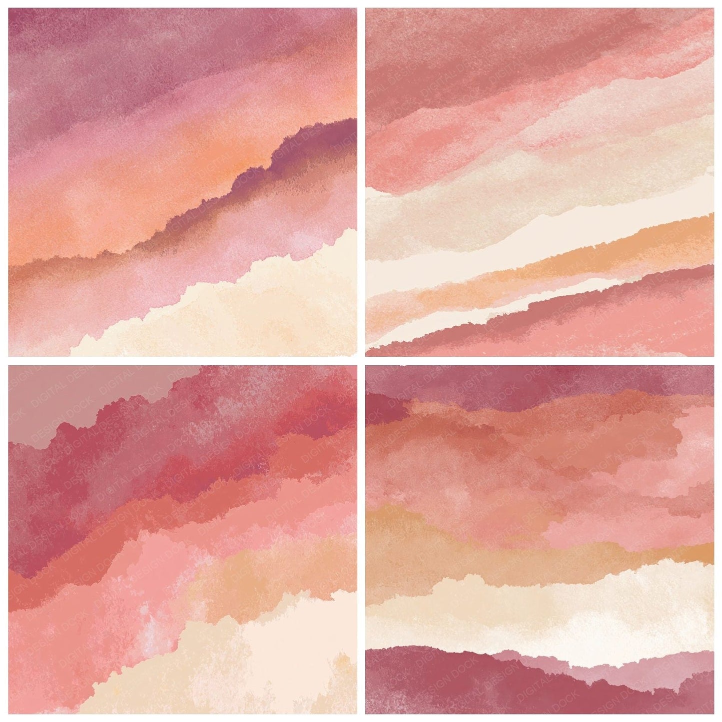 Liquid Watercolour Rose Peach Digital Paper Pack (DDD012439)