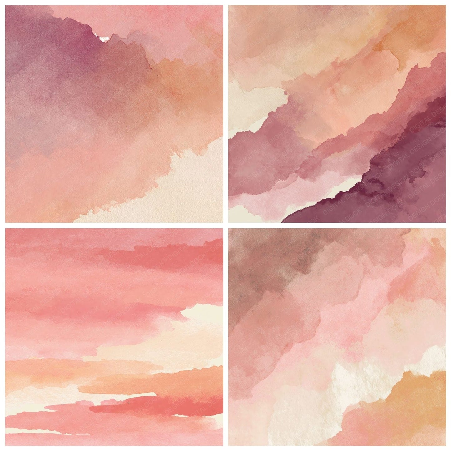 Liquid Watercolour Rose Peach Digital Paper Pack (DDD012439)