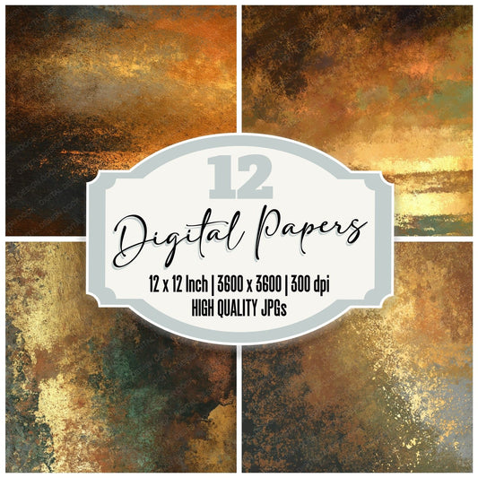 Metallic Brass Honey Bronze Digital Paper Pack (DDD012440)