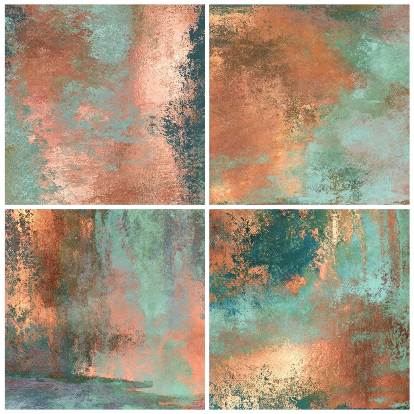 Metallic Copper Verdigris Sage Digital Paper Pack (DDD012441)