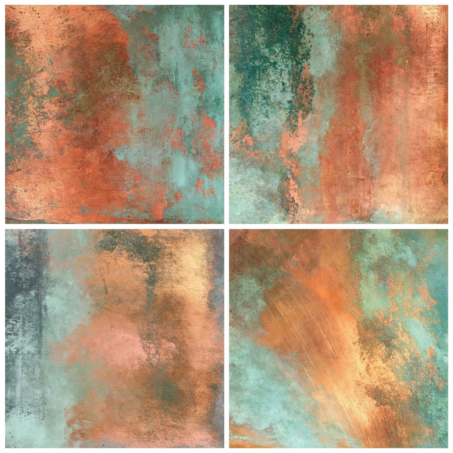 Metallic Copper Verdigris Sage Digital Paper Pack (DDD012441)