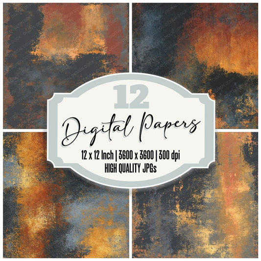 Metallic Iron Rust Ochre Digital Paper Pack (DDD012442)