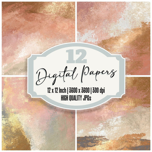 Metallic Rose Gold Champagne Digital Paper Pack (DDD012443)