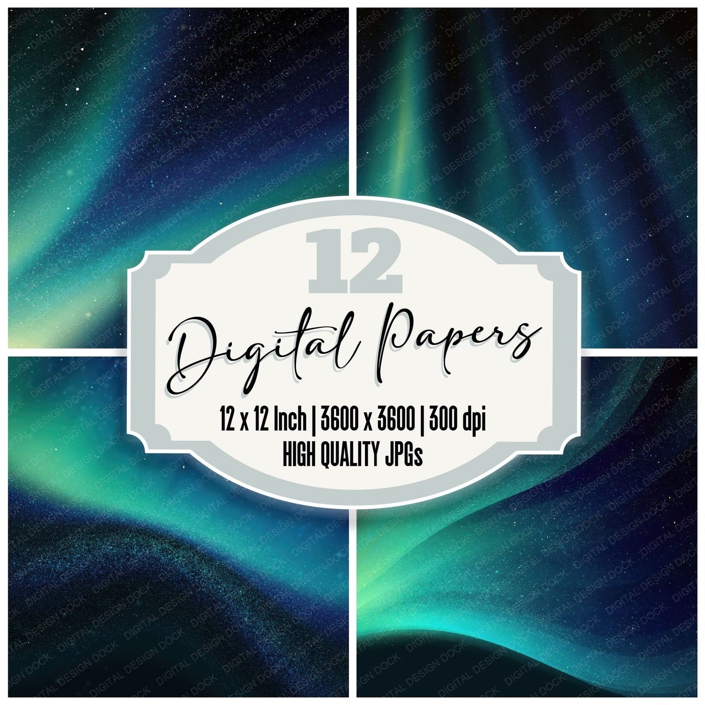Cosmic Aurora Mint Midnight Digital Paper Pack (DDD012445)