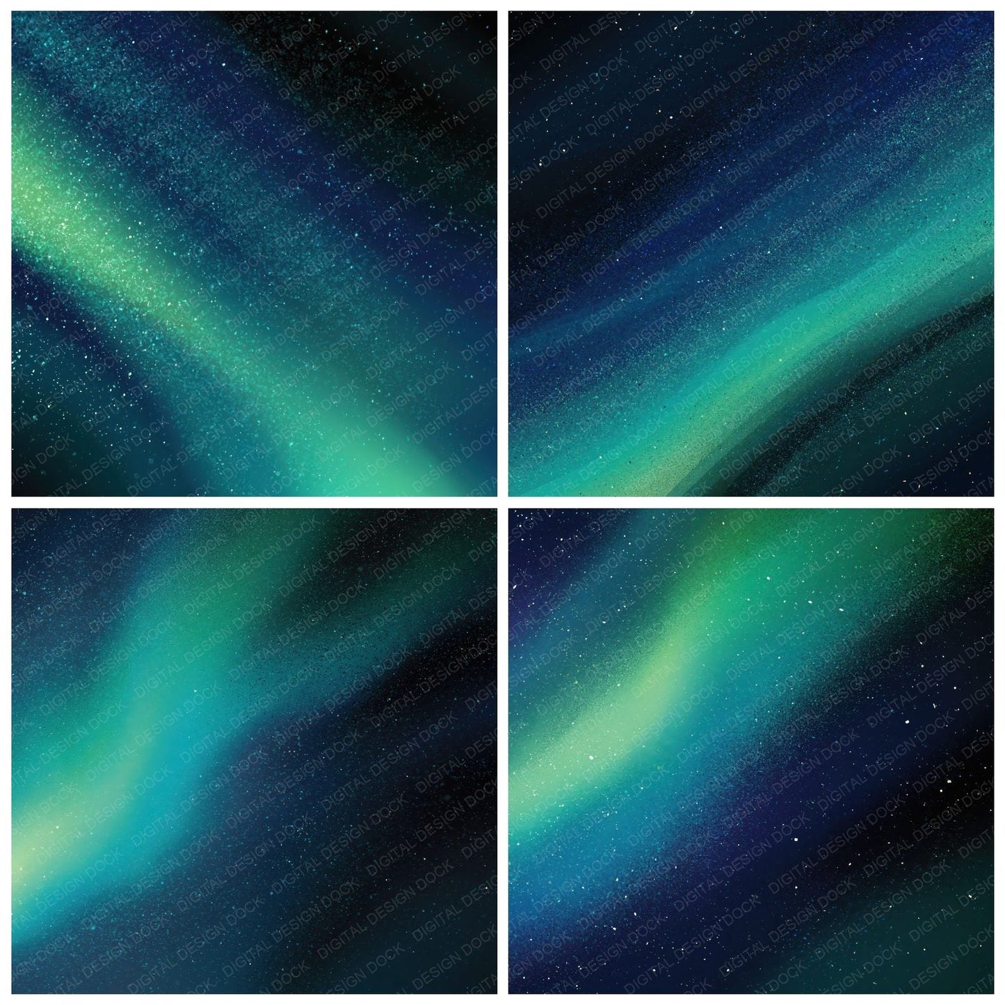Cosmic Aurora Mint Midnight Digital Paper Pack (DDD012445)