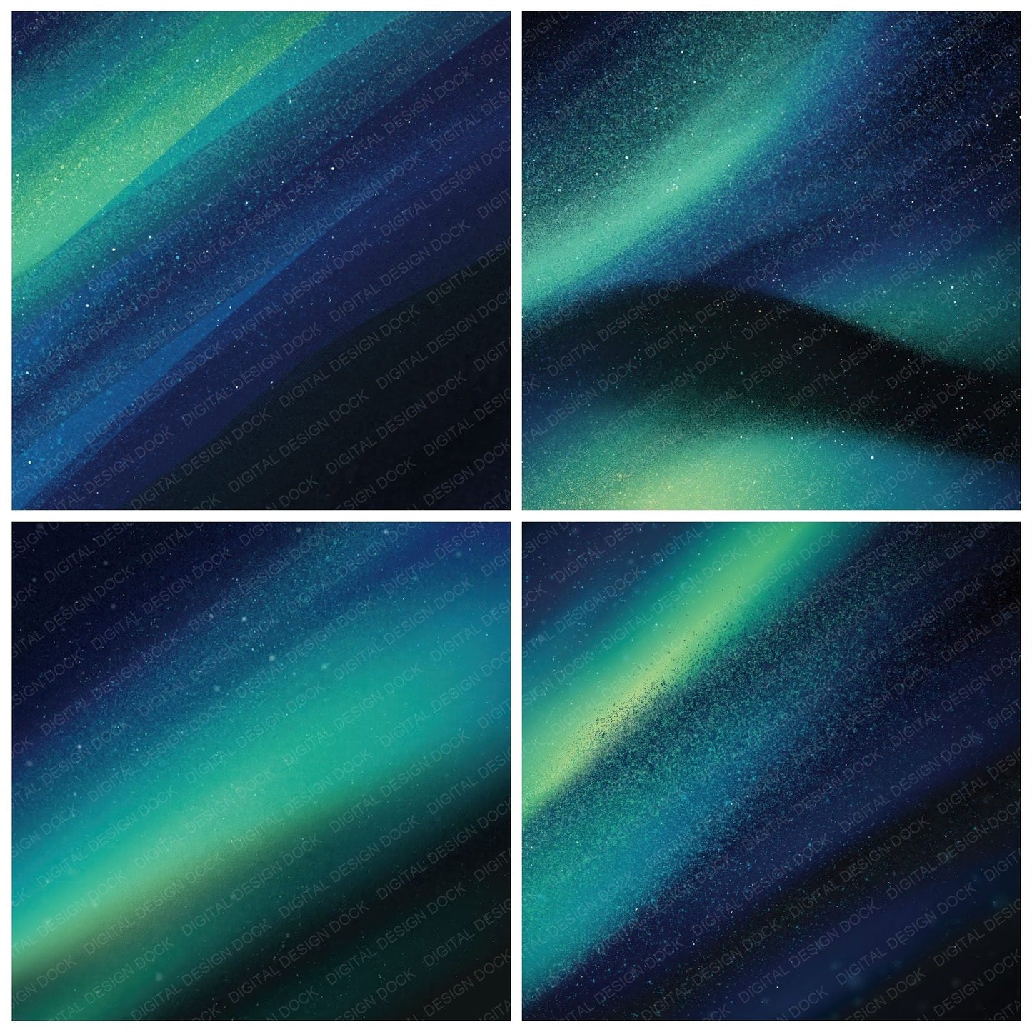Cosmic Aurora Mint Midnight Digital Paper Pack (DDD012445)