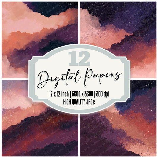Cosmic Cloud Blush Plum Digital Paper Pack (DDD012446)