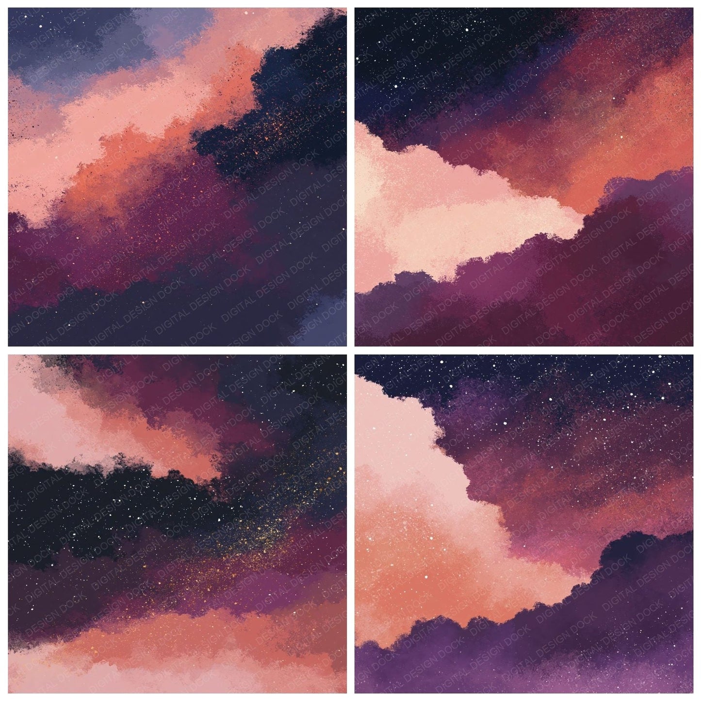 Cosmic Cloud Blush Plum Digital Paper Pack (DDD012446)