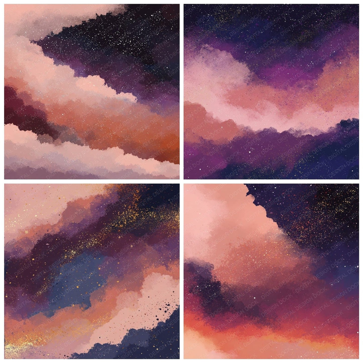 Cosmic Cloud Blush Plum Digital Paper Pack (DDD012446)