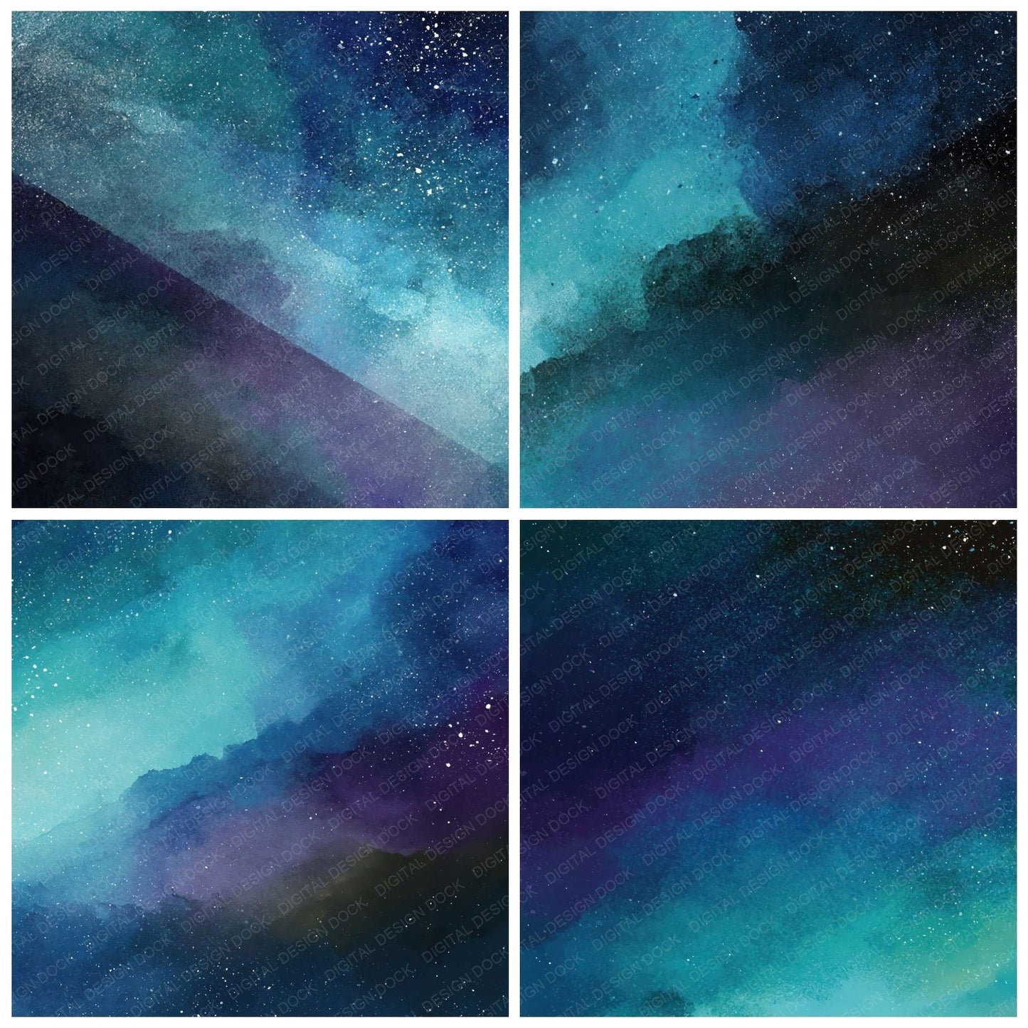 Cosmic Galaxy Teal Violet Digital Paper Pack (DDD012448)