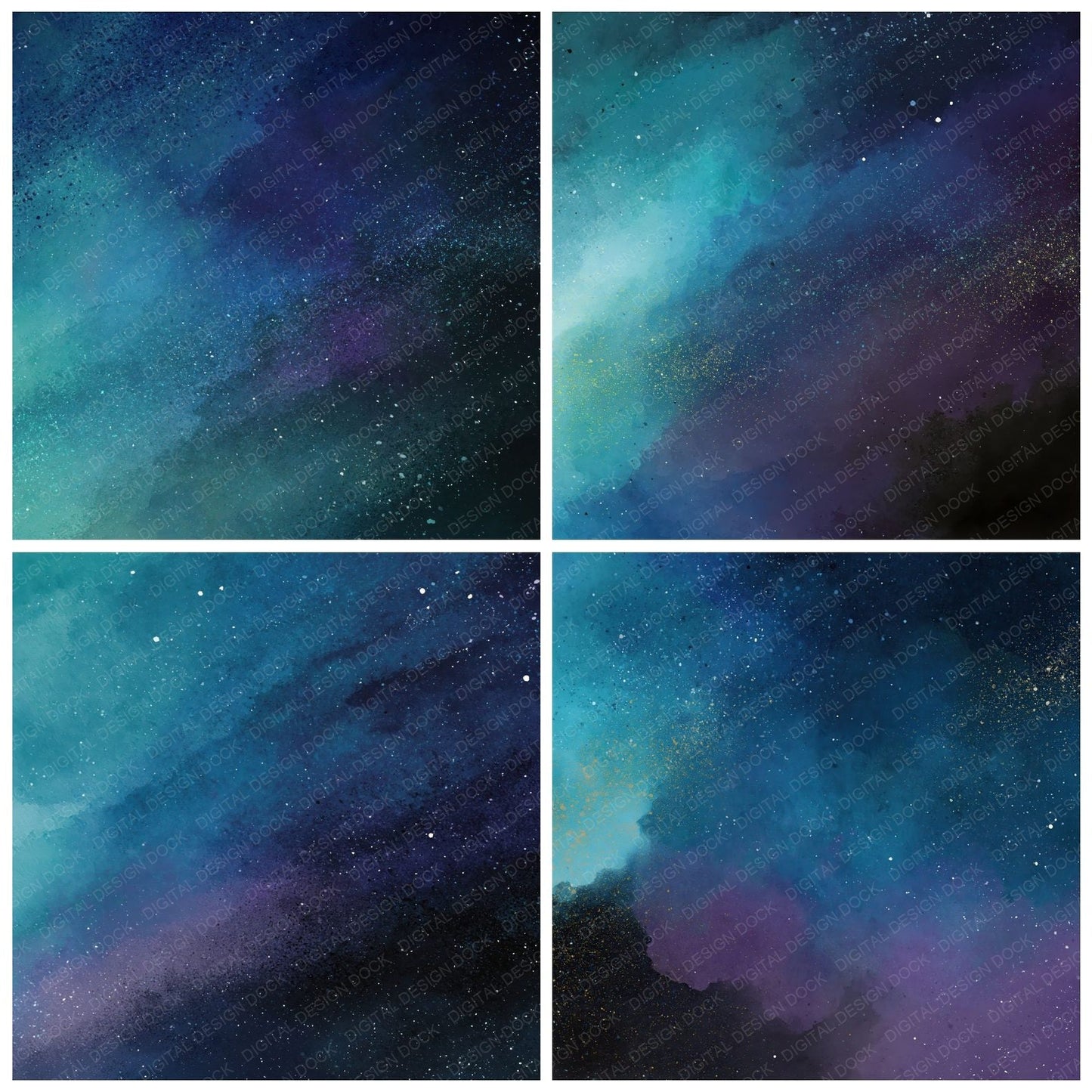 Cosmic Galaxy Teal Violet Digital Paper Pack (DDD012448)
