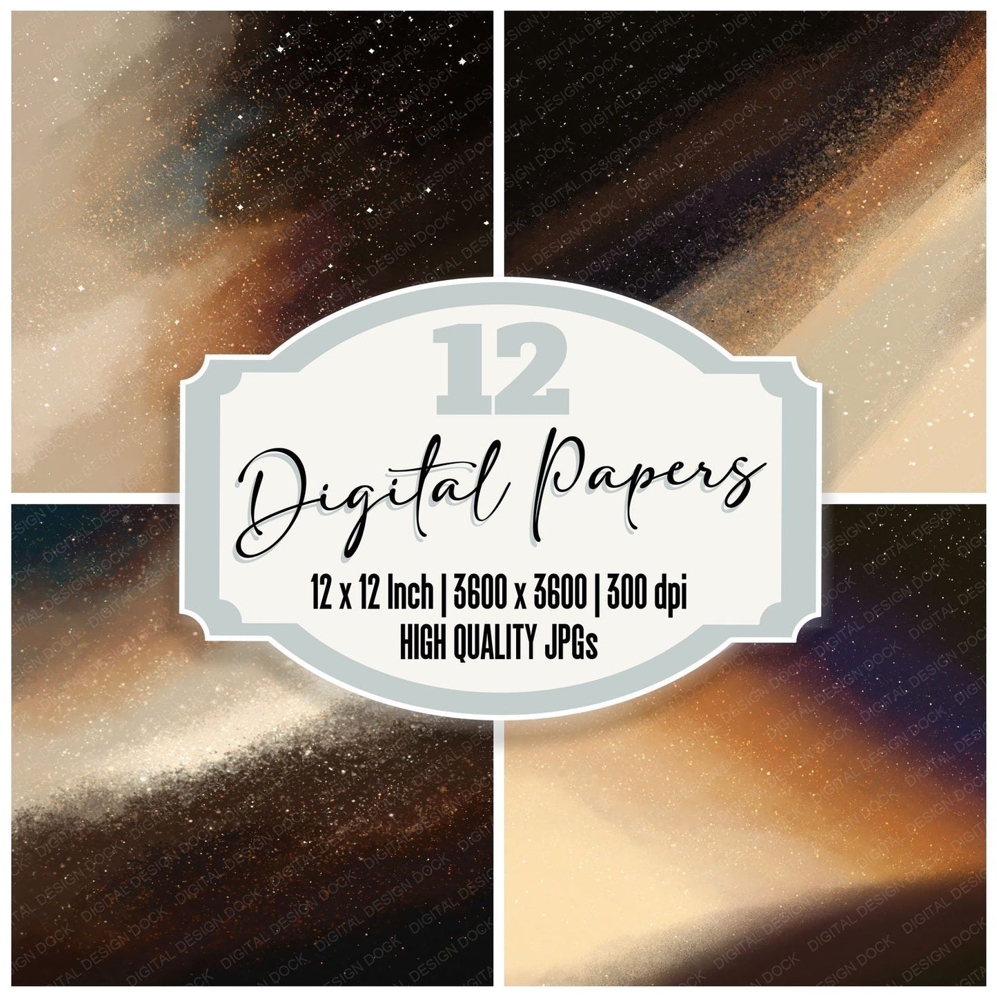 Cosmic Haze Champagne Espresso Digital Paper Pack (DDD012449)