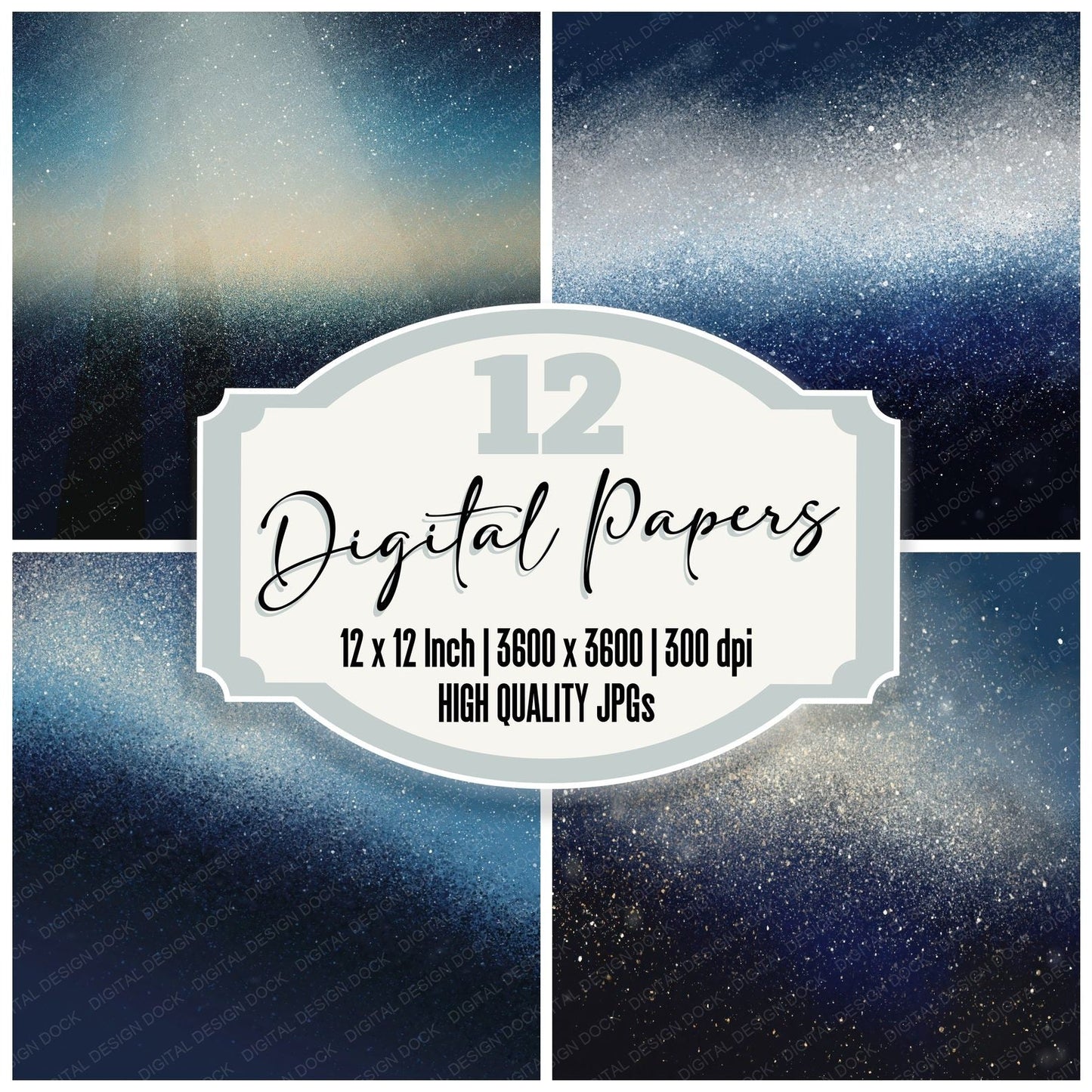 Cosmic Mist Silver Navy Digital Paper Pack (DDD012450)