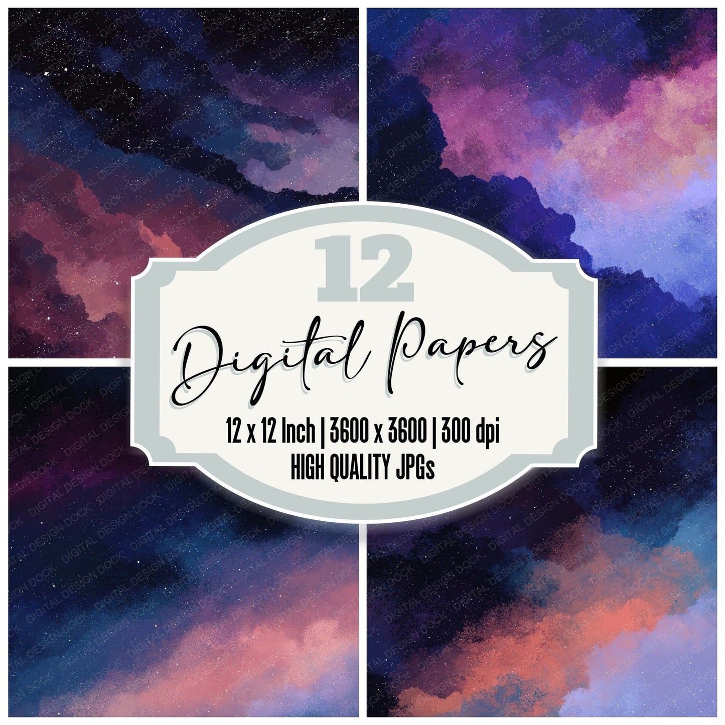 Cosmic Nebula Indigo Rose Digital Paper Pack (DDD012451)