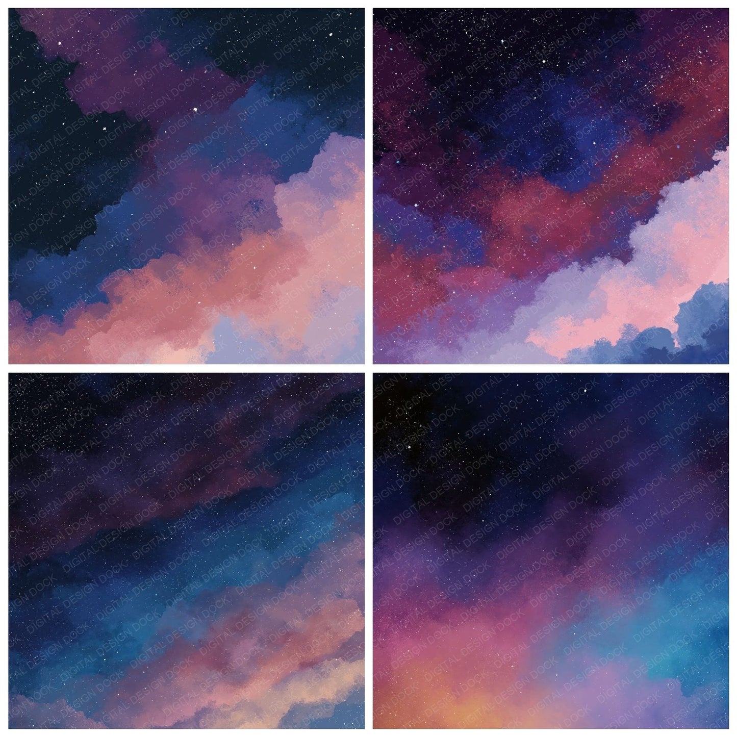 Cosmic Nebula Indigo Rose Digital Paper Pack (DDD012451)