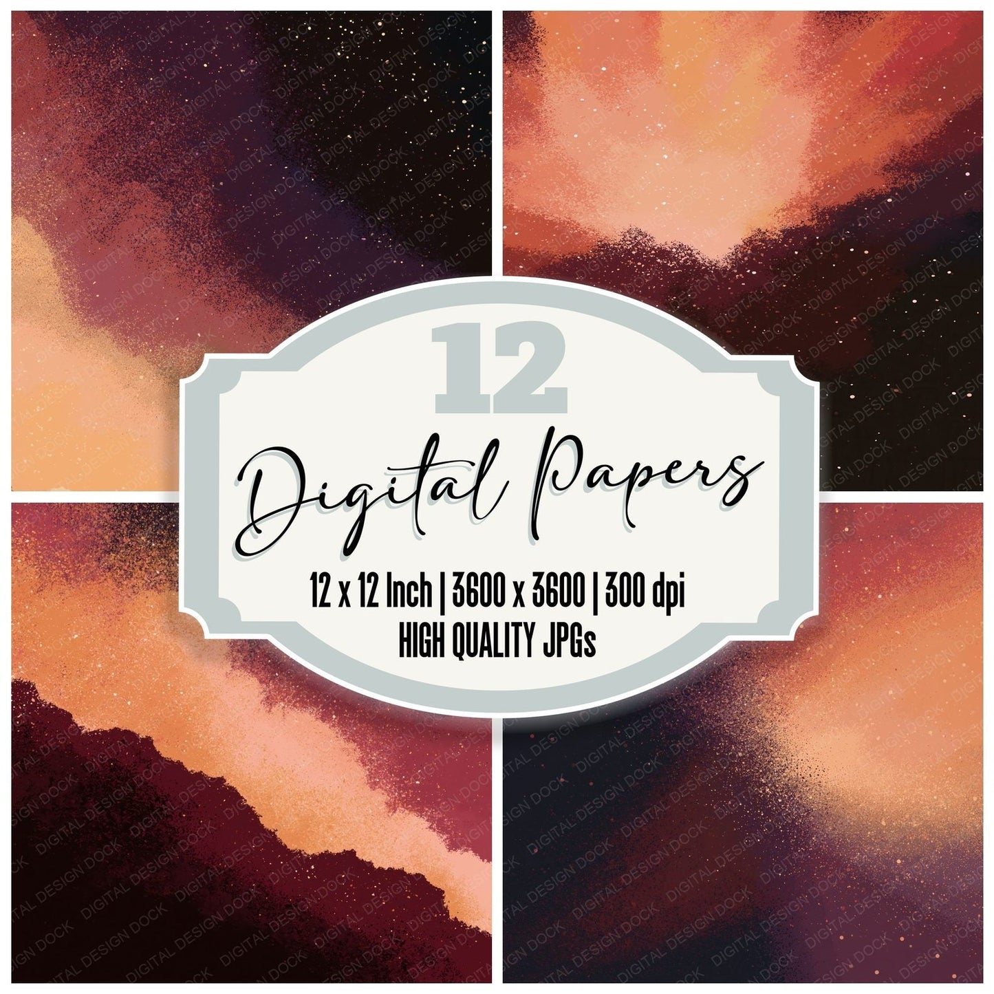 Cosmic Nebula Peach Wine Digital Paper Pack (DDD012452)