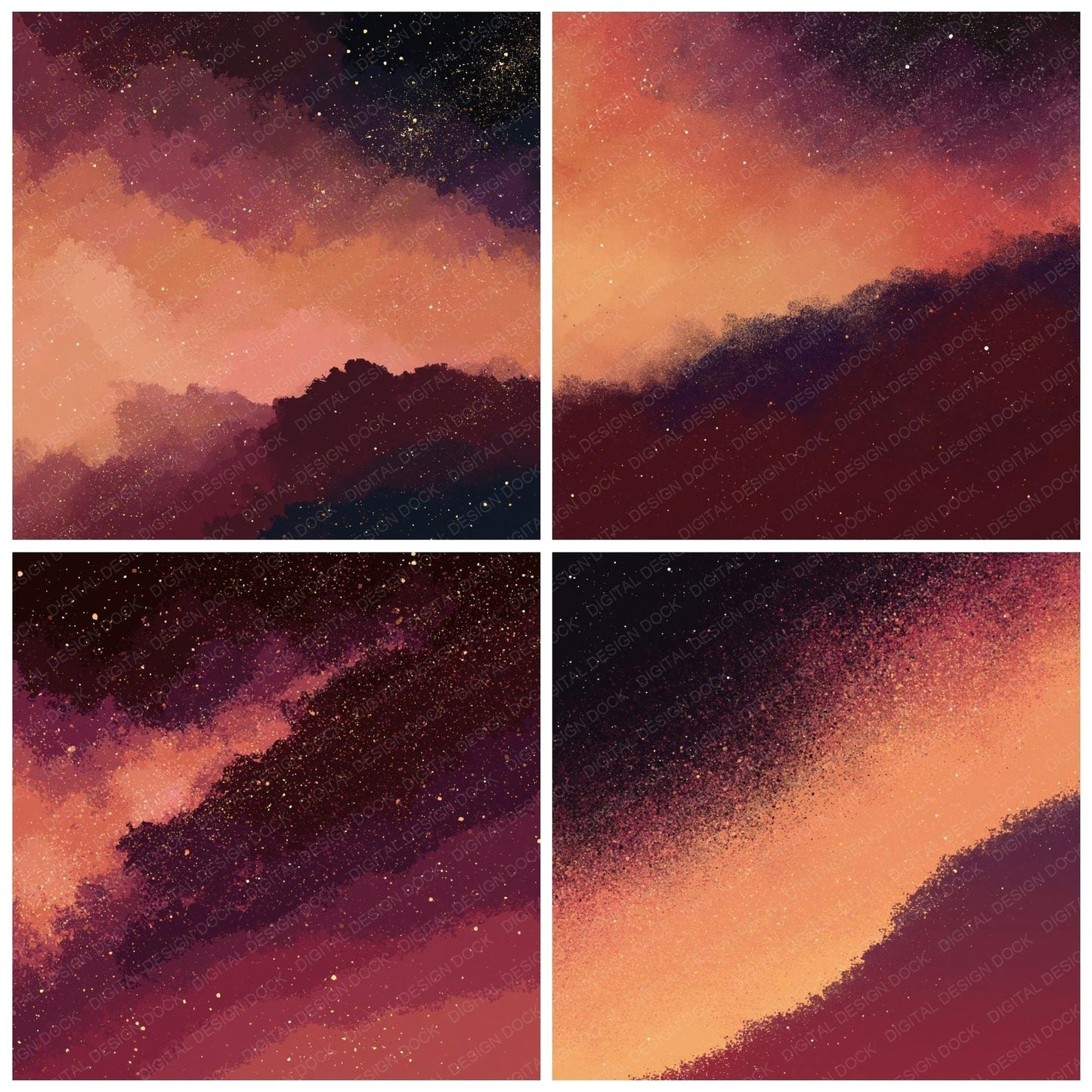 Cosmic Nebula Peach Wine Digital Paper Pack (DDD012452)
