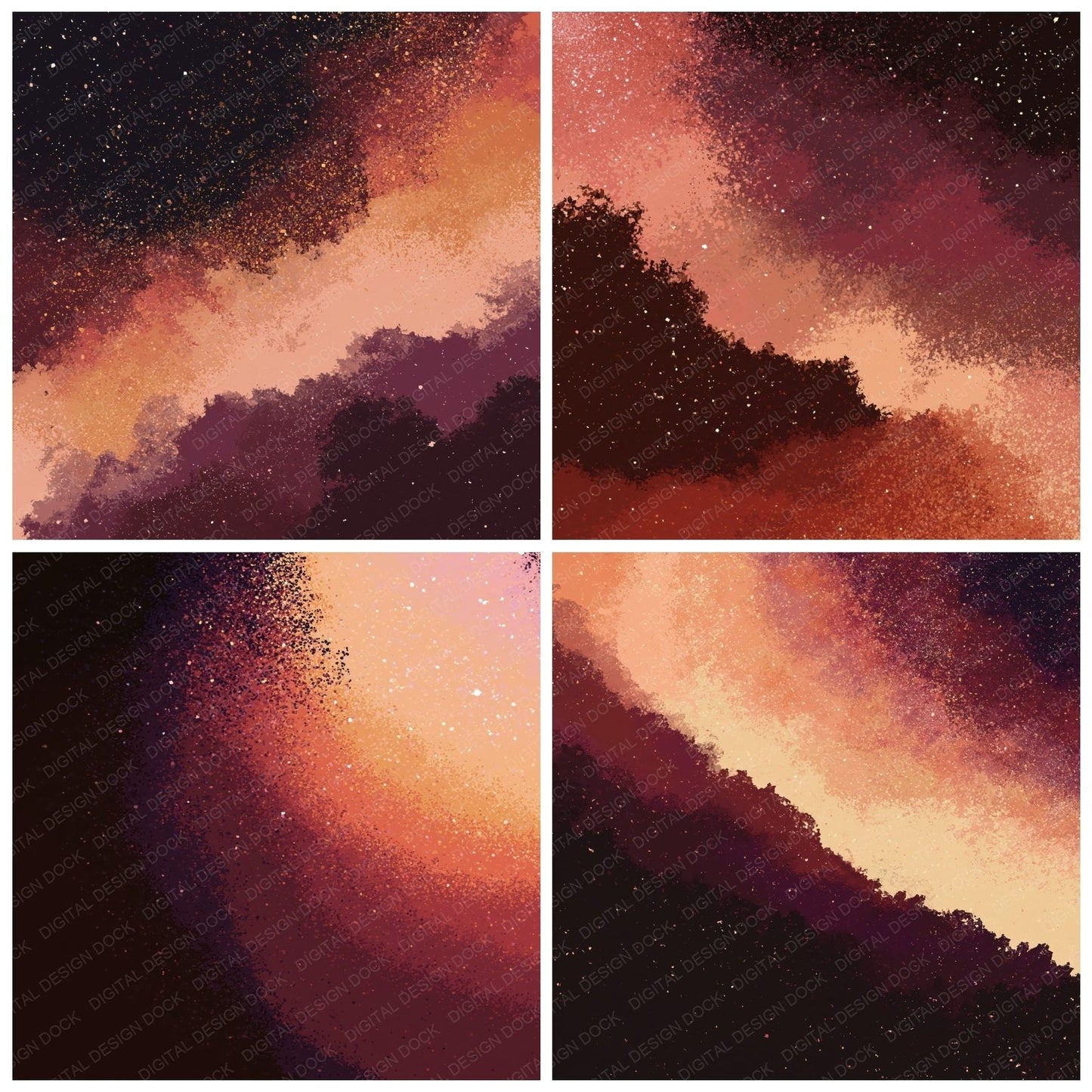 Cosmic Nebula Peach Wine Digital Paper Pack (DDD012452)